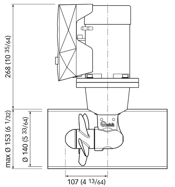 Подруливающее устройство Quick, 2,2 кВт, 40 кгс, 12 В, 140 мм 10247317 от прозводителя QUICK