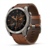 Garmin Fenix 8 - 51 мм AMOLED | SAPPHIRE | Titanium with Chestnut Leather Band