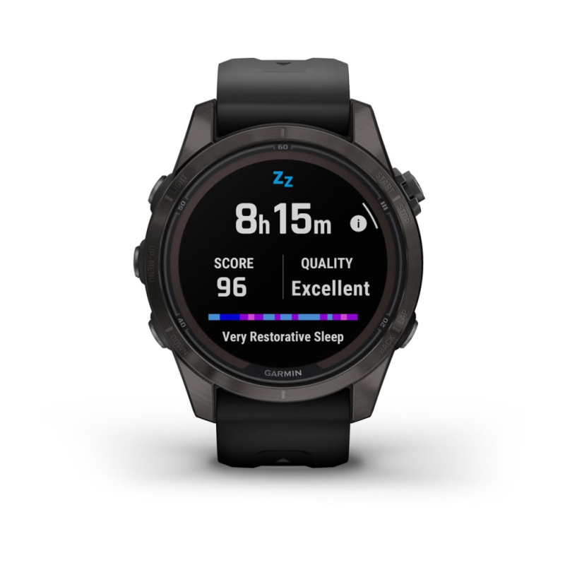 Garmin Fenix 7s Pro - 42 мм SOLAR | SAPPHIRE | Carbon Grey DLC Titanium with Black Band