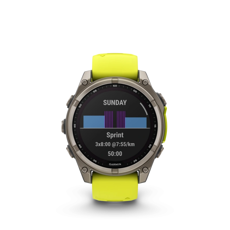 Garmin Fenix 8 - 47 мм SOLAR | SAPPHIRE | Titanium with Amp yellow/graphite silicone band