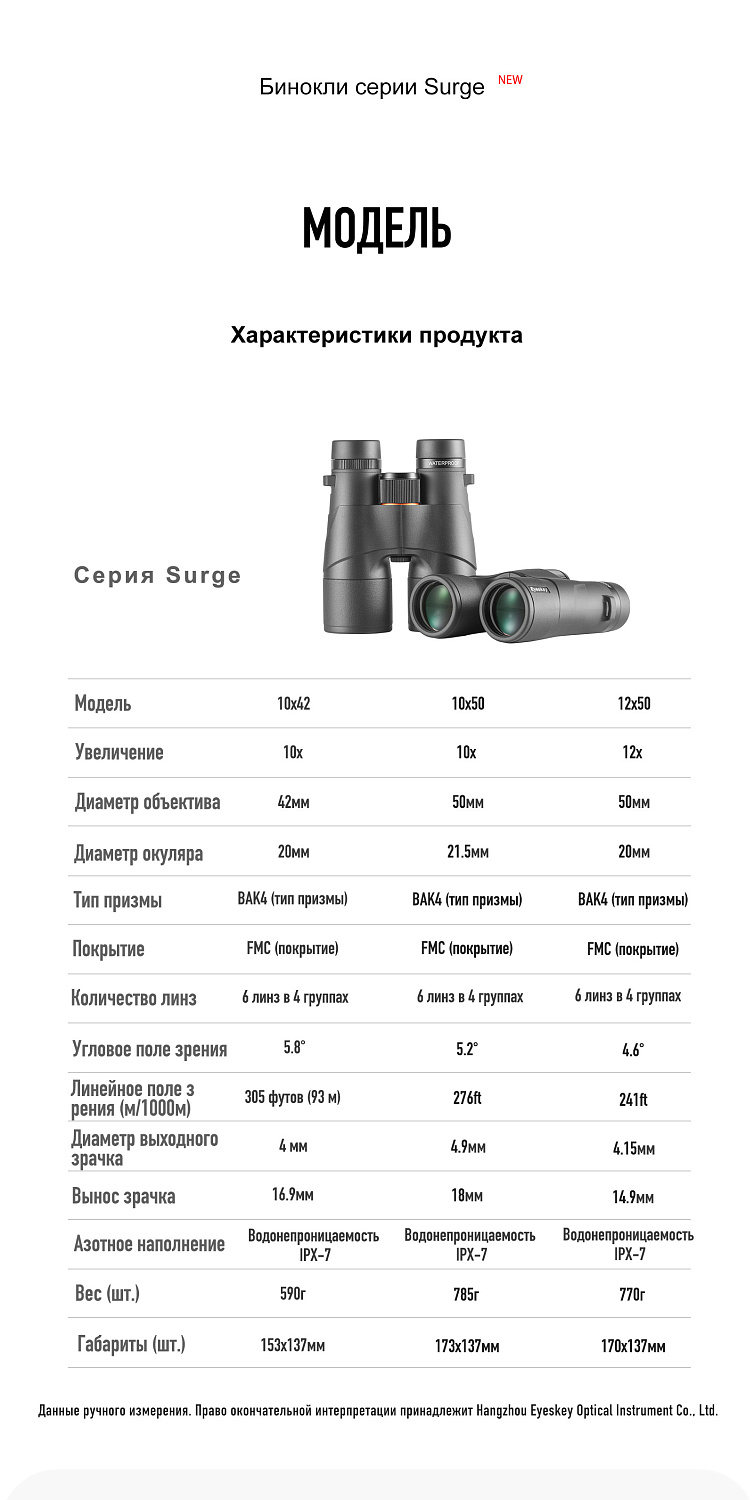 Бинокль Eyeskey Surge - 10x42