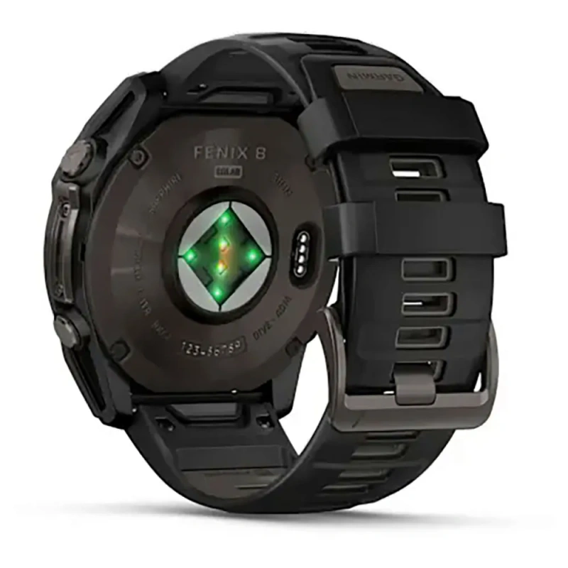 Garmin Fenix 8 - 51 мм SOLAR | SAPPHIRE | Carbon grey DLC titanium with Black/pebble grey silicone band