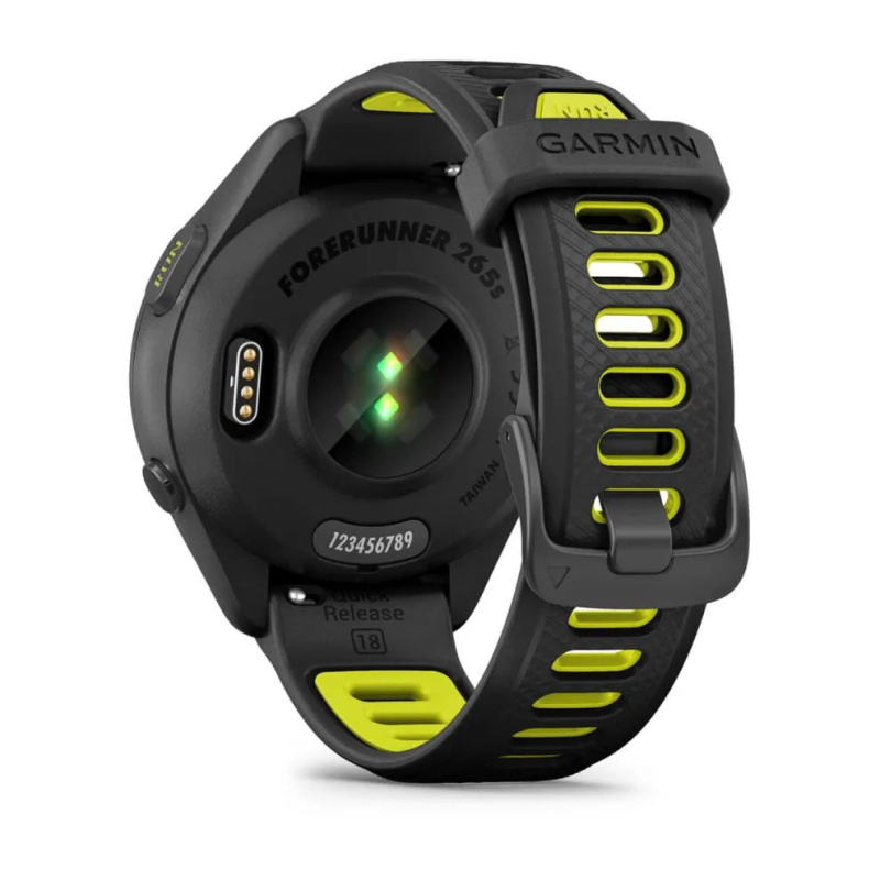 Garmin Forerunner 265s - 42 мм | Black Bezel and Case with Black/Amp Yellow Silicone Band