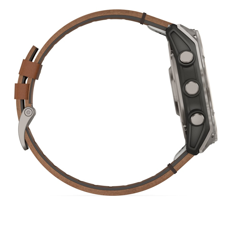 Garmin Fenix 8 - 51 мм AMOLED | SAPPHIRE | Titanium with Chestnut Leather Band