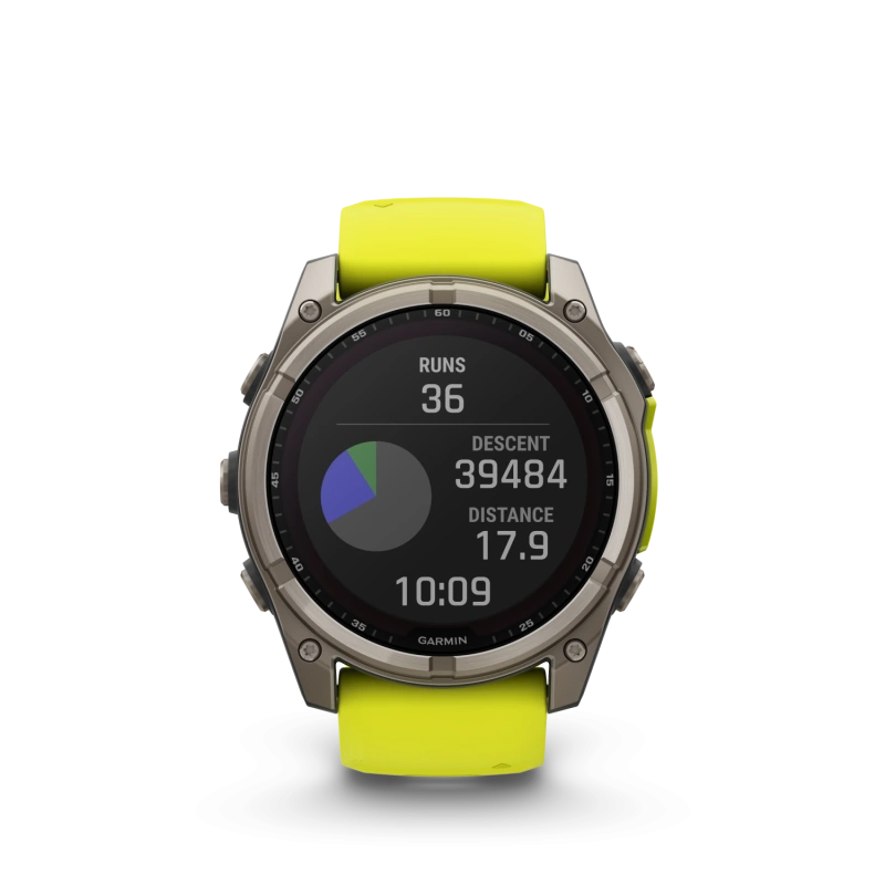 Garmin Fenix 8 - 51 мм SOLAR | SAPPHIRE | Titanium with Amp yellow/graphite silicone band