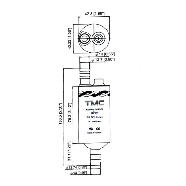 Насос водяной рядный 280GPH 12V 0430107 от прозводителя TMC